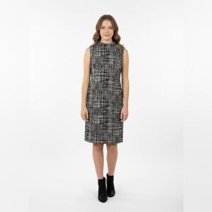 Sharagano‎ Monochrome Patterned Midi Dress